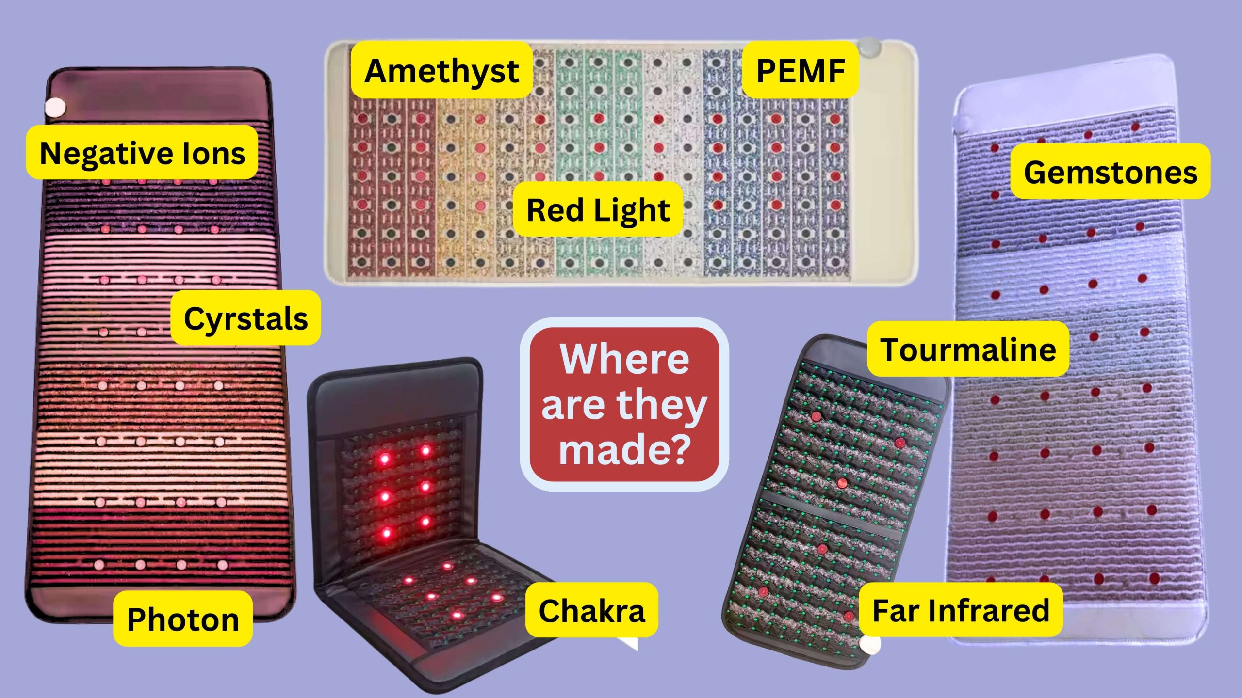EMF mat country of origin comparison graphic showing manufacturing differences between brands