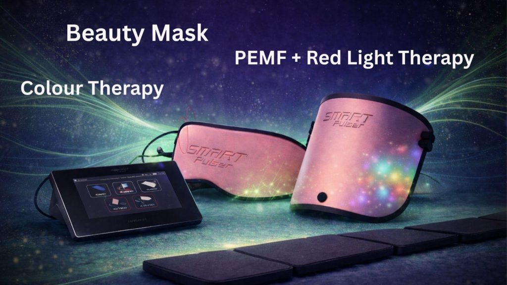 PEMF beauty mask with colour light therapy and red light therapy for facial wellness treatment