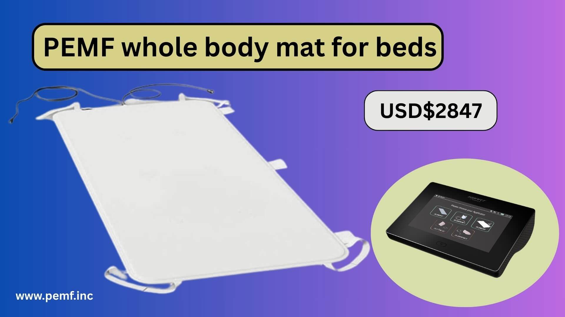 PEMF bed mat applicator for full body use on bed