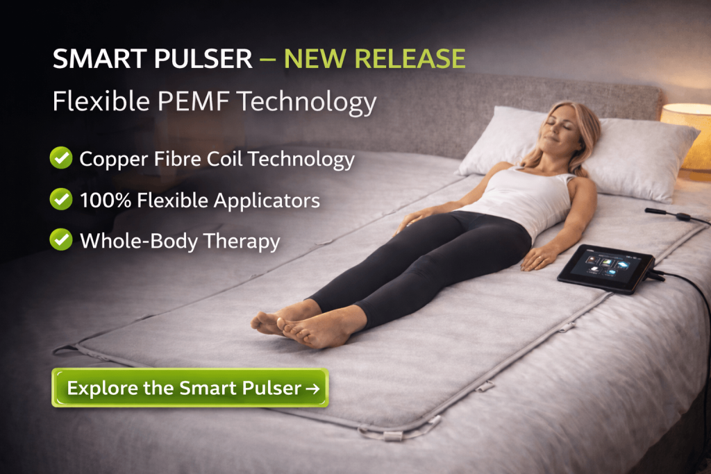 The Smart Pulser is a new generation flexible PEMF mat using advanced copper fibre coil technology. Designed for whole body wellness, the system provides high induction electromagnetic field therapy while remaining lightweight, flexible, and suitable for home use.