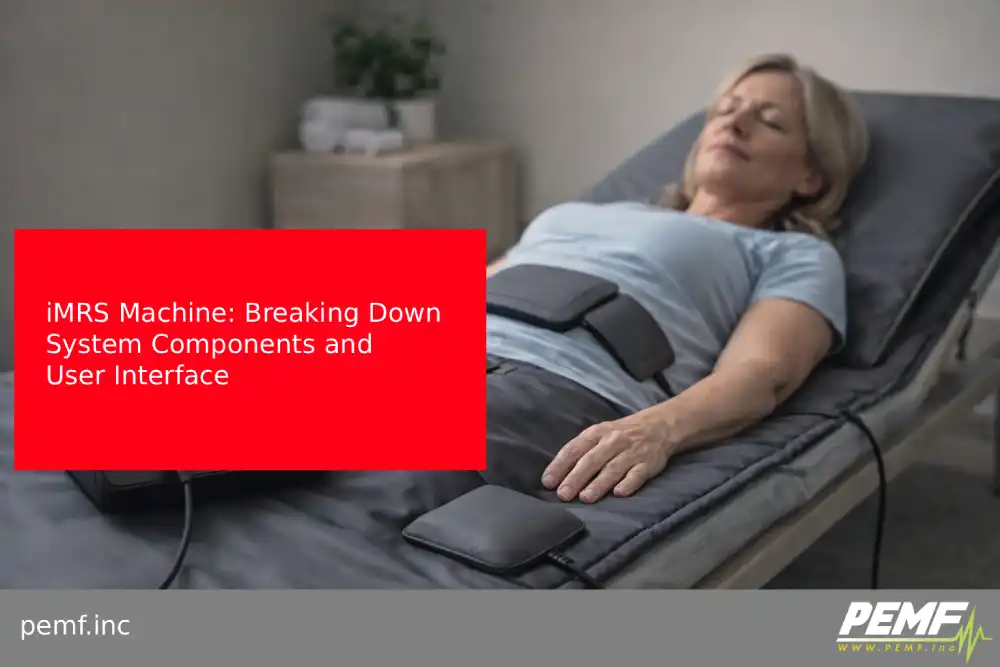 iMRS PEMF therapy system used by a middle-aged woman