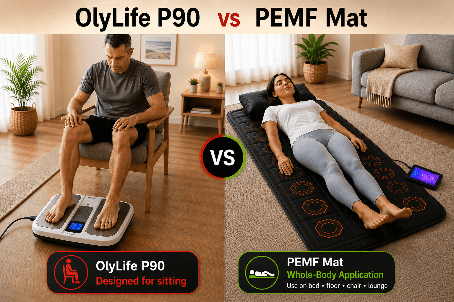 OlyLife P90 vs PEMF mat review and comparison