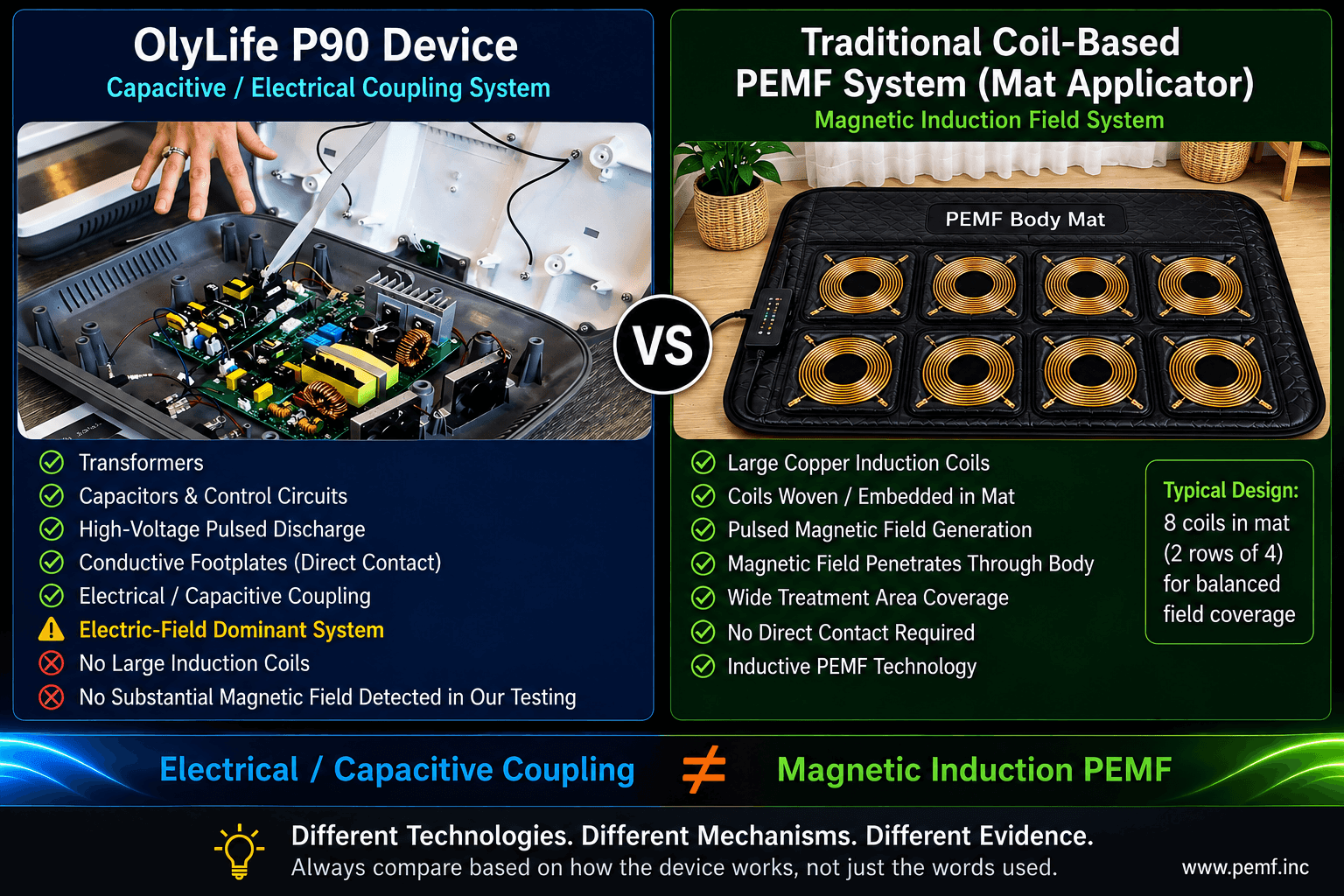 OlyLife P90 vs PEMF mat technology comparison