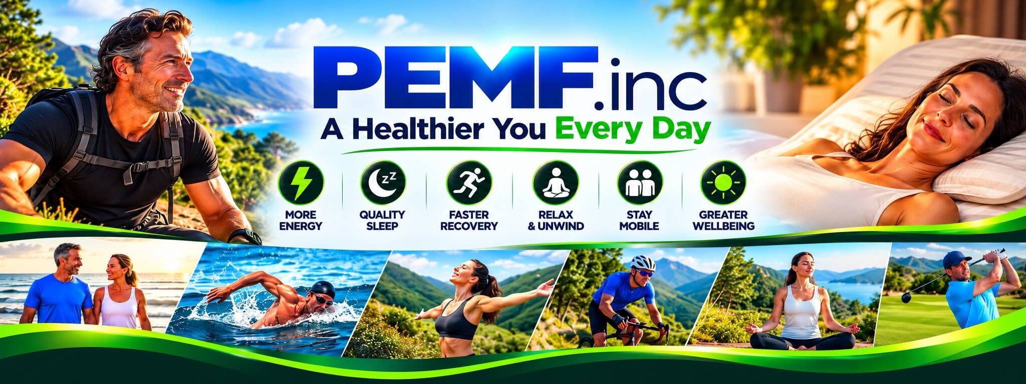 PEMF Inc: a healthier you every day. Better energy, quality sleep, faster recovery, relax and unwind, stay mobile, greater wellbeing.