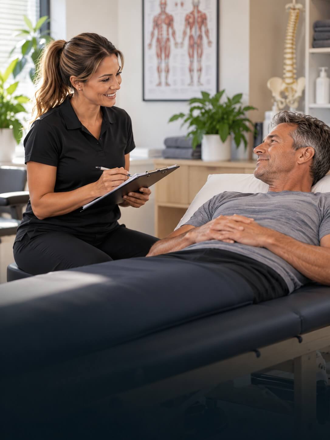Therapist with a client in a treatment room