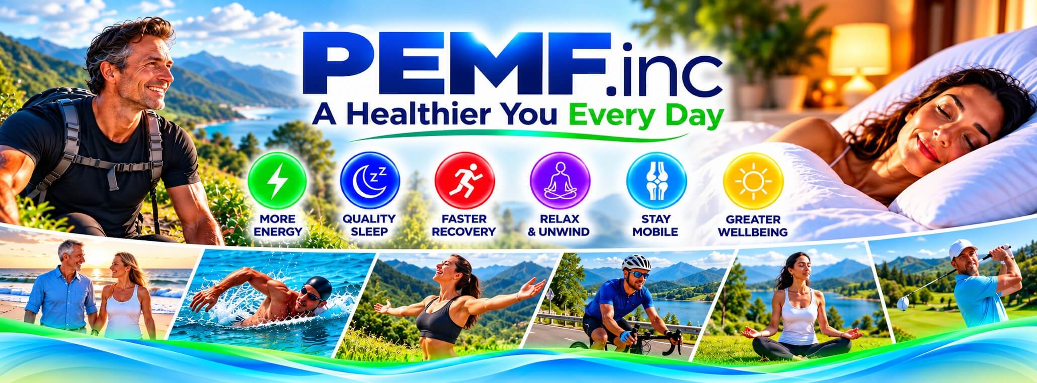 PEMF Inc: a healthier you every day. Better energy, quality sleep, faster recovery, relax and unwind, stay mobile, greater wellbeing.